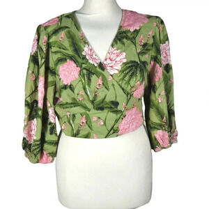 NWT Aqua Bendita X Target Womens Wrap Blouse Top XL Tropical Vibrant Vacation